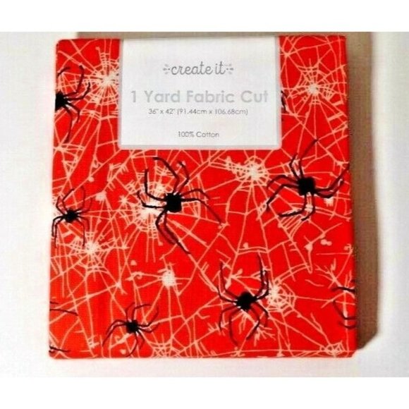 Spider Web Sewing Fabric Orange pre-cut 36 x 42-in Apparel Quilt Halloween NEW - Picture 1 of 2